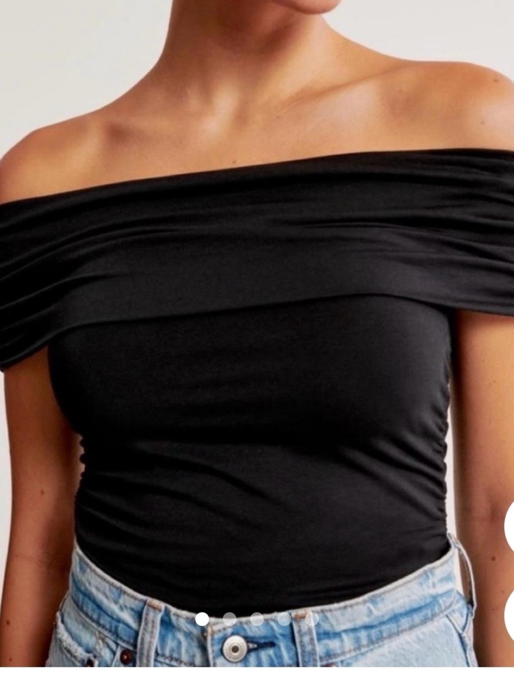 Abercrombie & Fitch Black Off-the-Shoulder Stretch Top